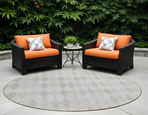 Homeroots 3' Stylish Beige Taupe And Brown Geometric Indoor Outdoor Area Rug – Washable & Non Skid Design 8' Round Polyester 563255