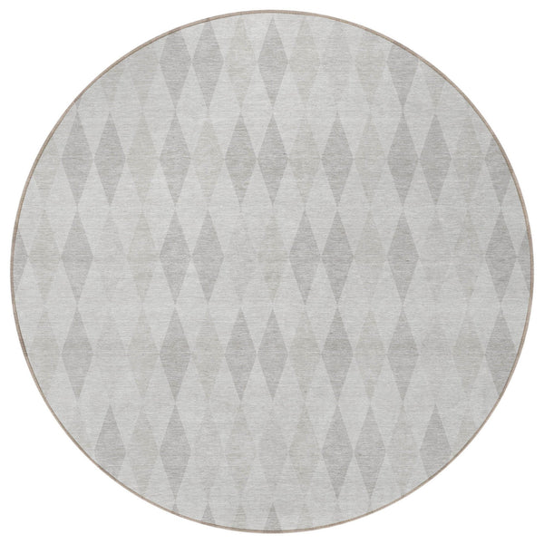 Homeroots 3' Stylish Beige Taupe And Brown Geometric Indoor Outdoor Area Rug – Washable & Non Skid Design 8' Round Polyester 563255