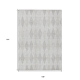 Homeroots 9' X 12' Gray Geometric Washable Non Skid Indoor Outdoor Area Rug Ivory Polyester 563257