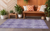 Homeroots 8' Runner Purple Geometric Washable Non Skid Indoor Outdoor Runner Rug Purple Polyester 563260