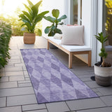 Homeroots 8' Runner Purple Geometric Washable Non Skid Indoor Outdoor Runner Rug Purple Polyester 563260