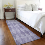 Homeroots 8' Runner Purple Geometric Washable Non Skid Indoor Outdoor Runner Rug Purple Polyester 563260