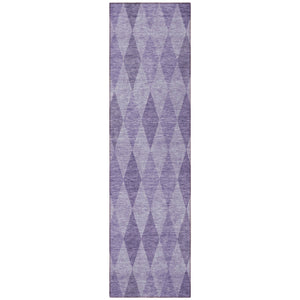 Homeroots 8' Runner Purple Geometric Washable Non Skid Indoor Outdoor Runner Rug Purple Polyester 563260