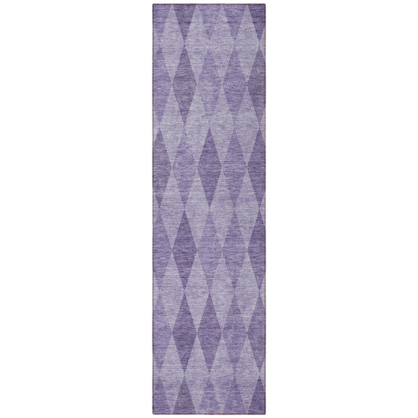 Homeroots 8' Runner Purple Geometric Washable Non Skid Indoor Outdoor Runner Rug Purple Polyester 563260