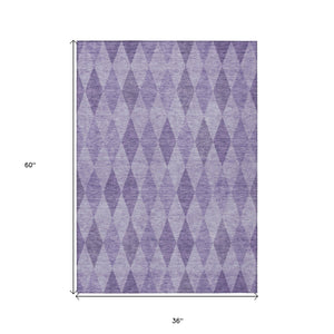 Homeroots 3' X 5' Purple Geometric Washable Non Skid Indoor Outdoor Area Rug Purple Polyester 563262