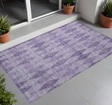 Homeroots 3' X 5' Purple Geometric Washable Non Skid Indoor Outdoor Area Rug Purple Polyester 563262