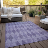 Homeroots 3' X 5' Purple Geometric Washable Non Skid Indoor Outdoor Area Rug Purple Polyester 563262