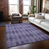 Homeroots 3' X 5' Purple Geometric Washable Non Skid Indoor Outdoor Area Rug Purple Polyester 563262