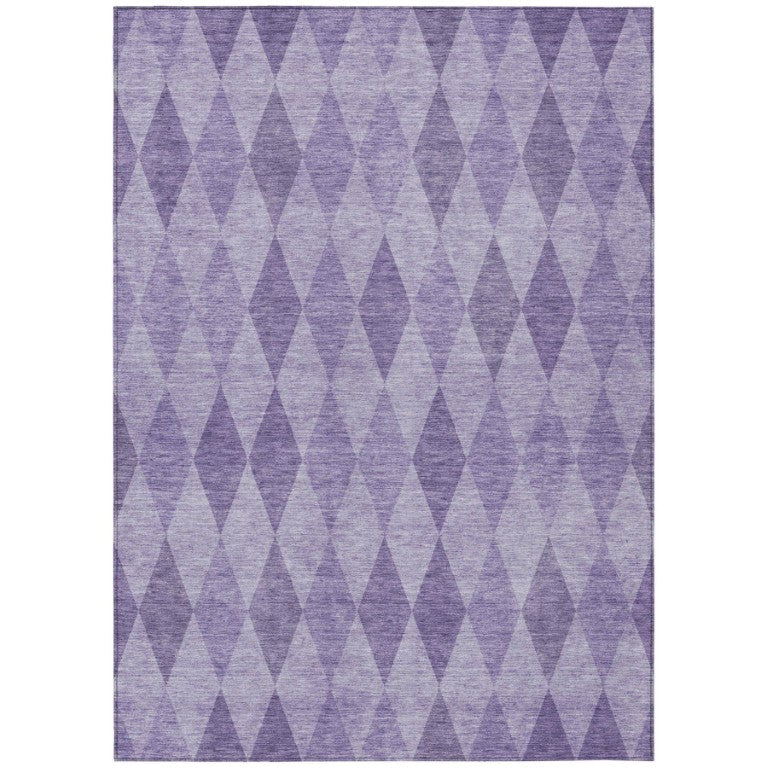 HomeRoots Purple Geometric Area Rug Machine Washable Non Skid Uv Resistant Indoor Outdoor Low Pile 5' x 8' 563263