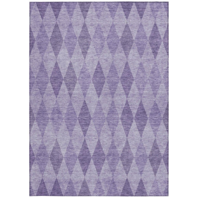 HomeRoots Purple Geometric Area Rug Machine Washable Non Skid Uv Resistant Indoor Outdoor Low Pile 5' x 8' 563263