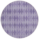 Homeroots 8' Round Purple Round Geometric Washable Non Skid Indoor Outdoor Area Rug Purple Polyester 563264