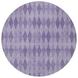 Homeroots 8' Round Purple Round Geometric Washable Non Skid Indoor Outdoor Area Rug Purple Polyester 563264