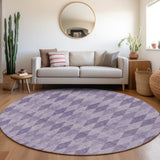 Homeroots 8' Round Purple Round Geometric Washable Non Skid Indoor Outdoor Area Rug Purple Polyester 563264