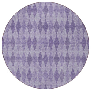 Homeroots 8' Round Purple Round Geometric Washable Non Skid Indoor Outdoor Area Rug Purple Polyester 563264