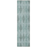 Homeroots 8' Runner Teal Geometric Washable Non Skid Indoor Outdoor Runner Rug Teal Polyester 563269