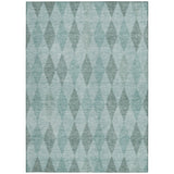 Homeroots 3' X 5' Teal Geometric Washable Non Skid Indoor Outdoor Area Rug Teal Polyester 563271