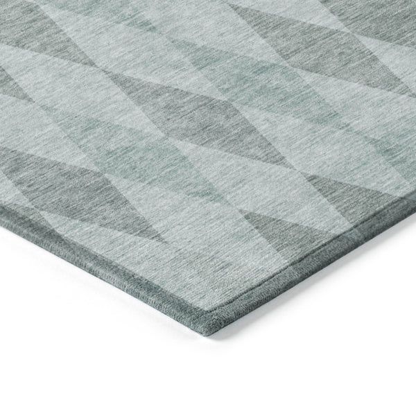 Homeroots 5' X 8' Teal Geometric Washable Non Skid Indoor Outdoor Area Rug Teal Polyester 563272
