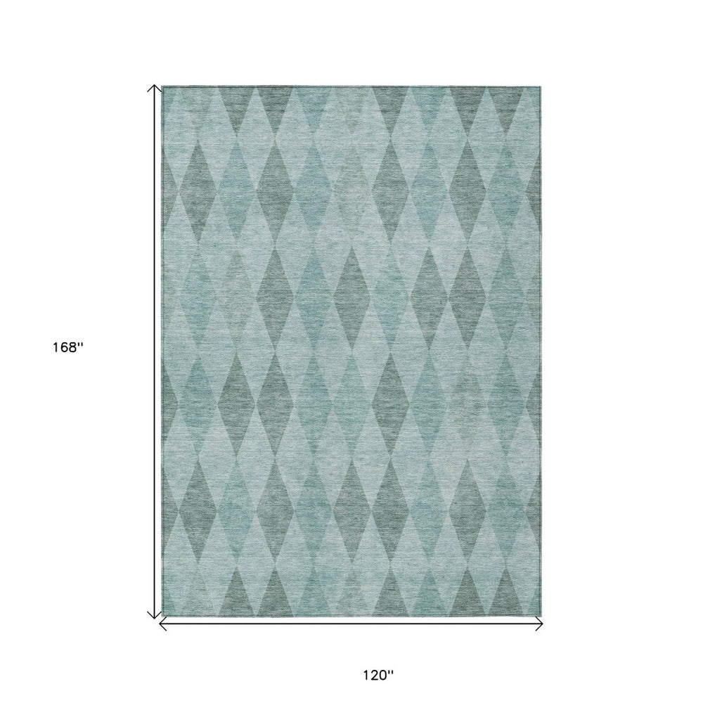 HomeRoots 5' Geometric Beige, Taupe, and Brown Area Rug - Stylish, Washable, Non-Skid for Indoor & Outdoor Use Teal 563276