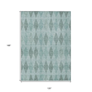 Homeroots 3' Stylish Beige Taupe And Brown Geometric Indoor Outdoor Area Rug – Washable & Non Skid Design Teal Polyester 563276