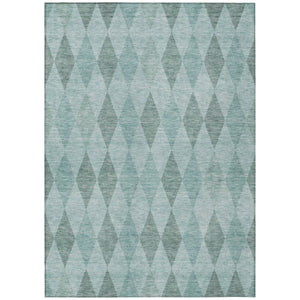 HomeRoots 5' Geometric Beige, Taupe, and Brown Area Rug - Stylish, Washable, Non-Skid for Indoor & Outdoor Use Teal 563276