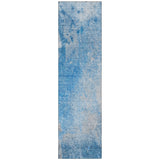 Homeroots 8' Runner Blue And Gray Abstract Washable Non Skid Indoor Outdoor Runner Rug Blue Polyester 563278