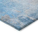 Homeroots 8' Runner Blue And Gray Abstract Washable Non Skid Indoor Outdoor Runner Rug Blue Polyester 563278