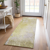 Homeroots 8' Runner Gold Beige And Purple Abstract Washable Non Skid Indoor Outdoor Runner Rug Gold Polyester 563287