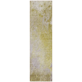 Homeroots 8' Runner Gold Beige And Purple Abstract Washable Non Skid Indoor Outdoor Runner Rug Gold Polyester 563287