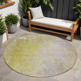 Homeroots 8' Round Gold Beige And Purple Round Abstract Washable Non Skid Indoor Outdoor Area Rug Gold Polyester 563291