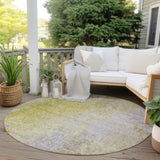 Homeroots 8' Round Gold Beige And Purple Round Abstract Washable Non Skid Indoor Outdoor Area Rug Gold Polyester 563291