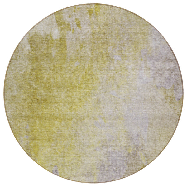 Homeroots 8' Round Gold Beige And Purple Round Abstract Washable Non Skid Indoor Outdoor Area Rug Gold Polyester 563291