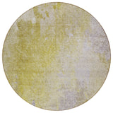 Homeroots 8' Round Gold Beige And Purple Round Abstract Washable Non Skid Indoor Outdoor Area Rug Gold Polyester 563291