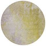 Homeroots 8' Round Gold Beige And Purple Round Abstract Washable Non Skid Indoor Outdoor Area Rug Gold Polyester 563291