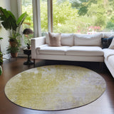 Homeroots 8' Round Gold Beige And Purple Round Abstract Washable Non Skid Indoor Outdoor Area Rug Gold Polyester 563291