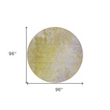 Homeroots 8' Round Gold Beige And Purple Round Abstract Washable Non Skid Indoor Outdoor Area Rug Gold Polyester 563291