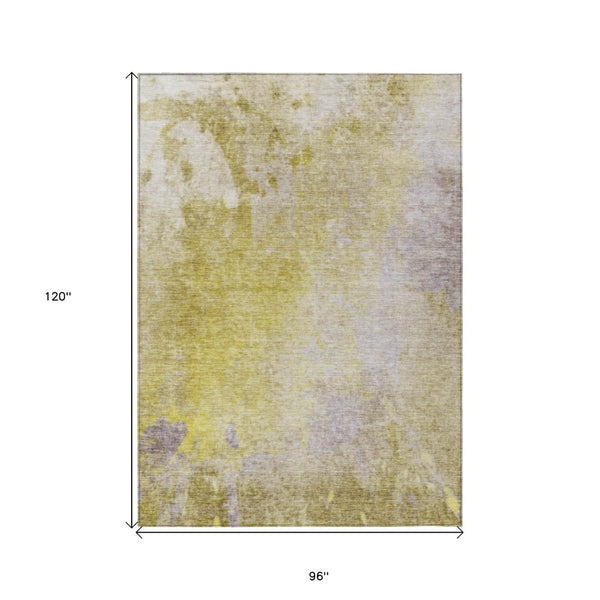 HomeRoots 5' Abstract Gold Beige Purple Area Rug - Washable, Non-Skid, Stylish for Indoor & Outdoor Spaces 8' X 10' 563292