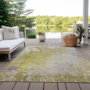HomeRoots 5' Abstract Gold Beige Purple Area Rug - Washable, Non-Skid, Stylish for Indoor & Outdoor Spaces 8' X 10' 563292
