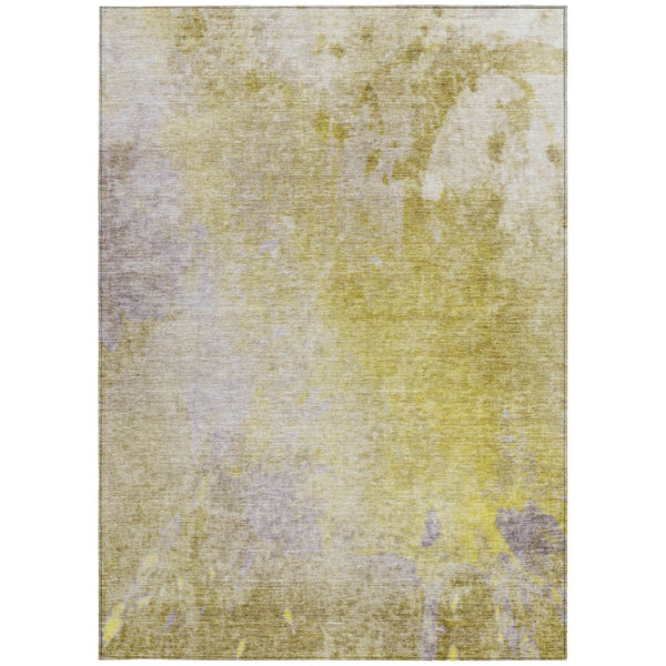 HomeRoots 5' Abstract Gold Beige Purple Area Rug - Washable, Non-Skid, Stylish for Indoor & Outdoor Spaces 8' X 10' 563292