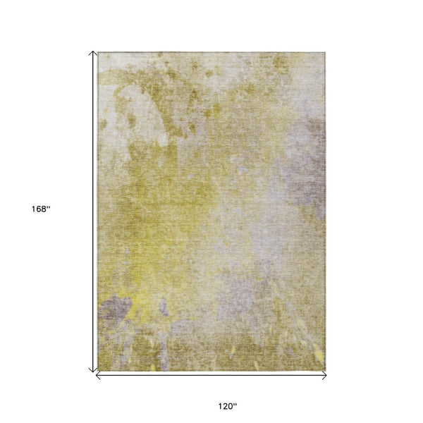 HomeRoots 5' Abstract Gold Beige Purple Area Rug - Washable, Non-Skid, Stylish for Indoor & Outdoor Spaces 10' X 14' 563294