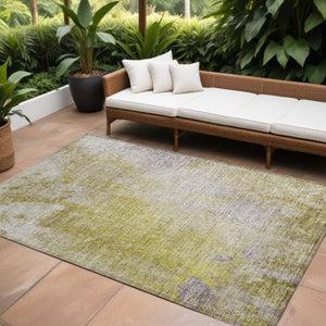 HomeRoots 5' Abstract Gold Beige Purple Area Rug - Washable, Non-Skid, Stylish for Indoor & Outdoor Spaces 10' X 14' 563294