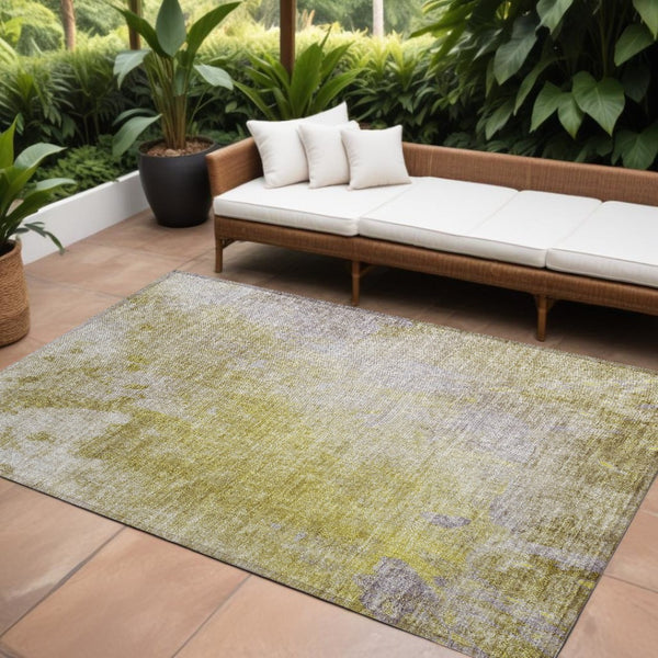 HomeRoots 5' Abstract Gold Beige Purple Area Rug - Washable, Non-Skid, Stylish for Indoor & Outdoor Spaces 10' X 14' 563294