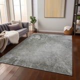 Homeroots 5' X 8' Gray And Off White Abstract Washable Non Skid Indoor Outdoor Area Rug Gray Polyester 563299