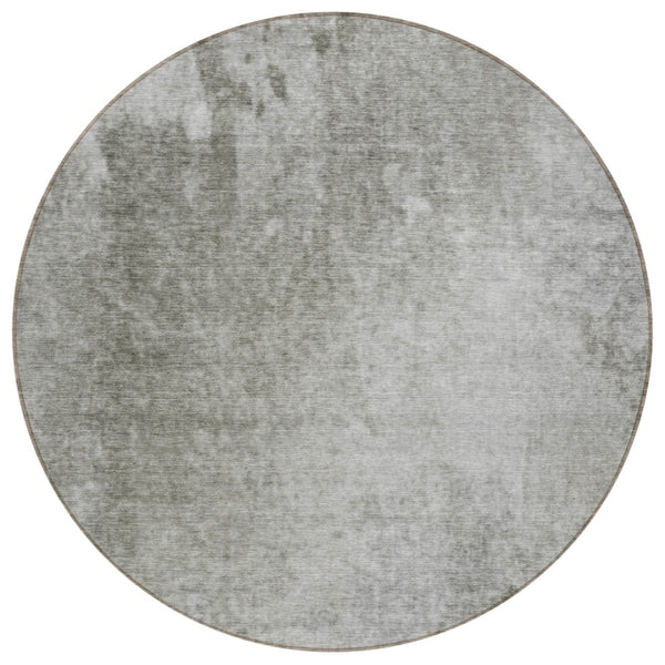HomeRoots 5' Stylish Gray and Off-White Abstract Washable Area Rug for Indoor and Outdoor High-Traffic Spaces 8' Round 563300