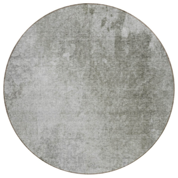 HomeRoots 5' Stylish Gray and Off-White Abstract Washable Area Rug for Indoor and Outdoor High-Traffic Spaces 8' Round 563300
