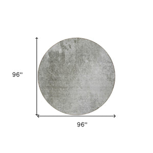 HomeRoots 5' Stylish Gray and Off-White Abstract Washable Area Rug for Indoor and Outdoor High-Traffic Spaces 8' Round 563300