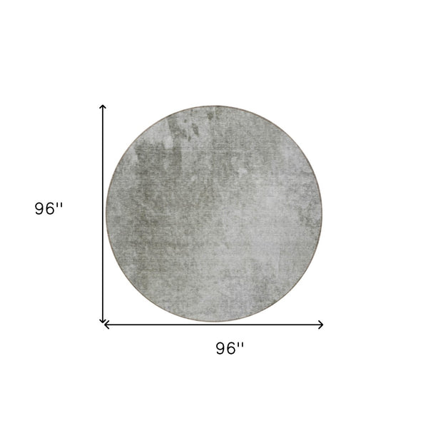 HomeRoots 5' Stylish Gray and Off-White Abstract Washable Area Rug for Indoor and Outdoor High-Traffic Spaces 8' Round 563300