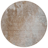 Homeroots 8' Round Brown And Off White Round Abstract Washable Non Skid Indoor Outdoor Area Rug Mocha Polyester 563309