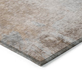 Homeroots 8' Round Brown And Off White Round Abstract Washable Non Skid Indoor Outdoor Area Rug Mocha Polyester 563309