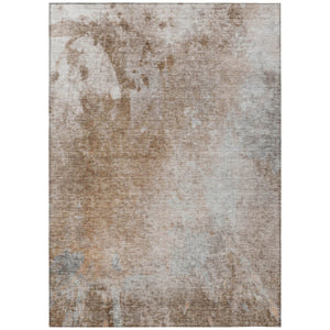 HomeRoots 5' Contemporary Abstract Brown and Off-White Area Rug - Washable, Non-Skid, Indoor & Outdoor Use 8' X 10' 563310