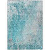 Homeroots 3' X 5' Teal Abstract Washable Non Skid Indoor Outdoor Area Rug Teal Polyester 563316